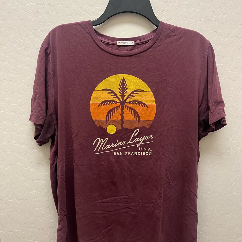 Marine Layer Men's Maroon Sunset Graphic Tee